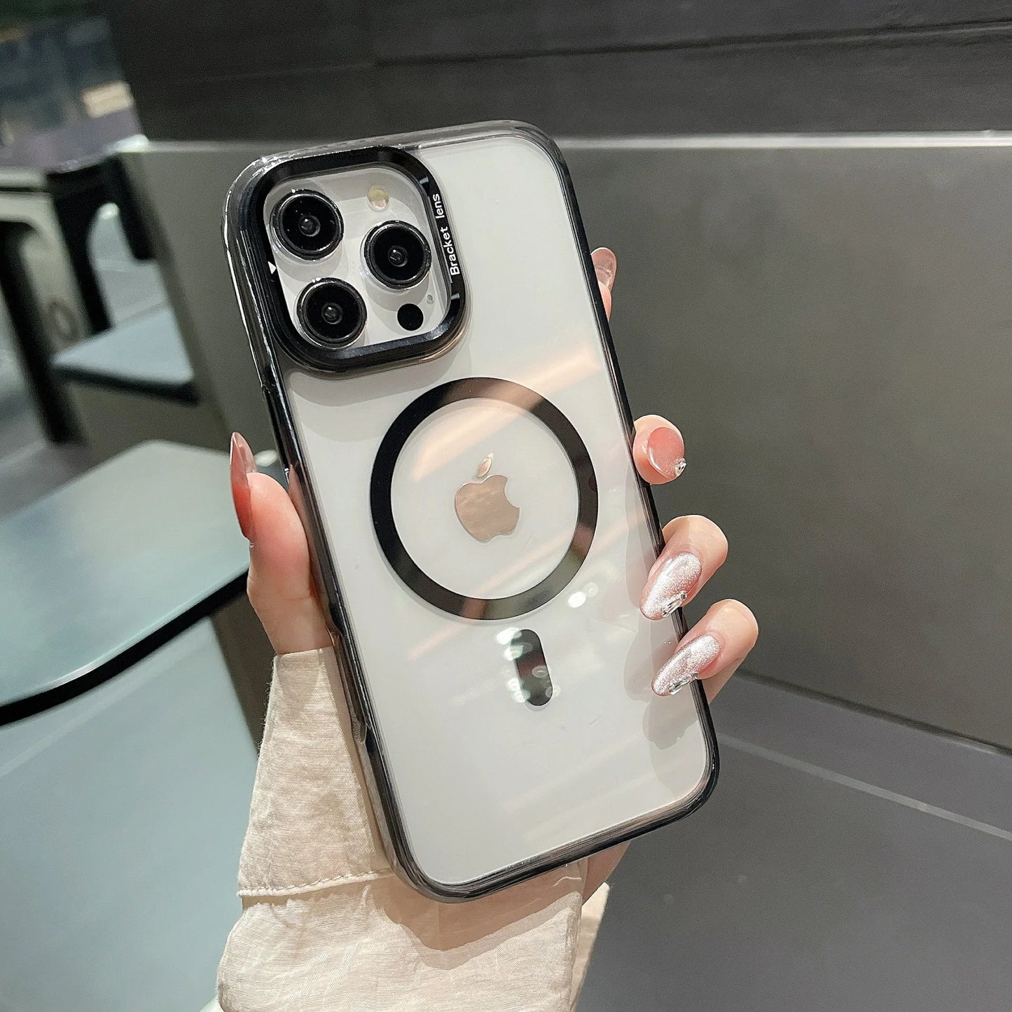 高级透明色侧边防撞条镜头框支架磁吸壳 iPhone12-16 Pro Max