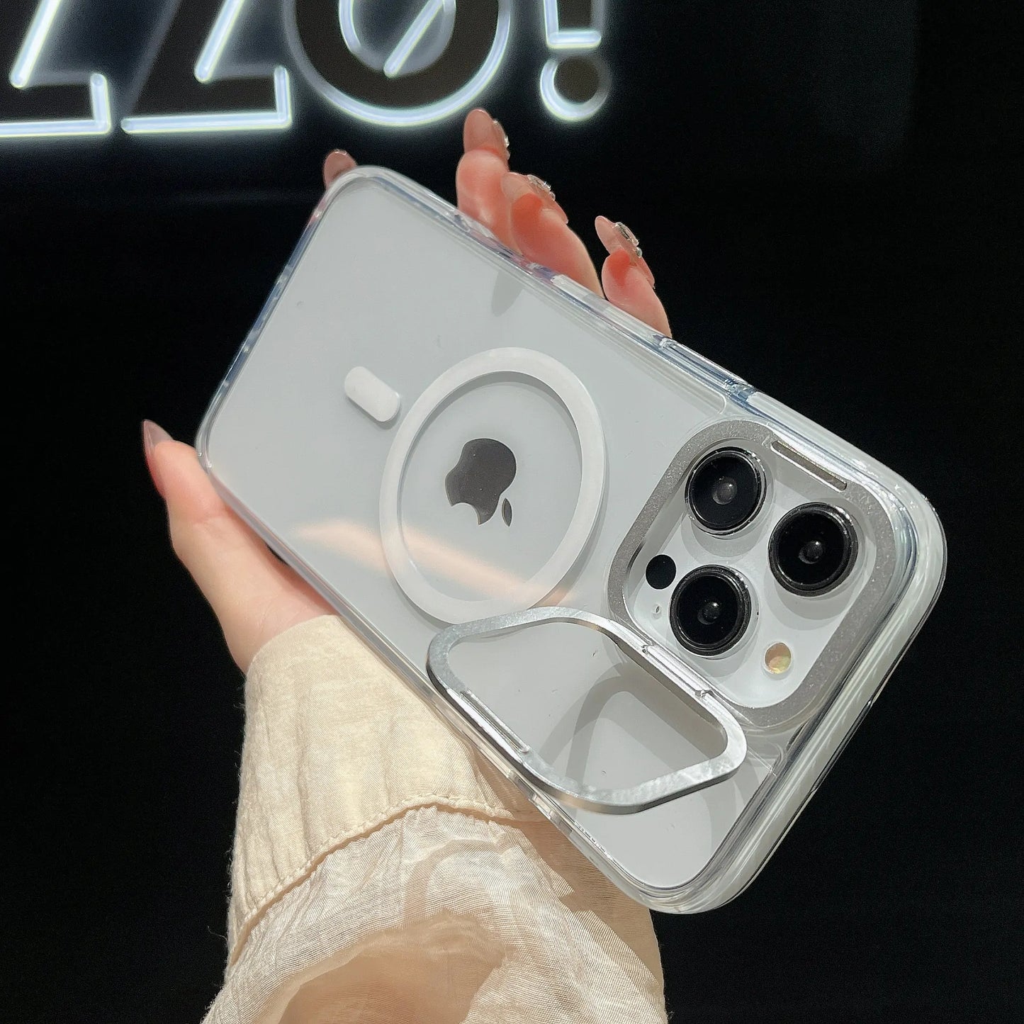 高级透明色侧边防撞条镜头框支架磁吸壳 iPhone12-16 Pro Max