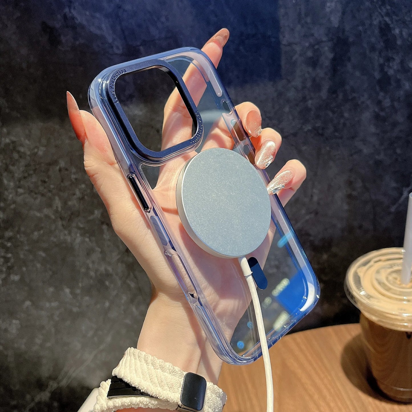 高级透明色侧边防撞条磁吸壳 iPhone12-16 Pro Max