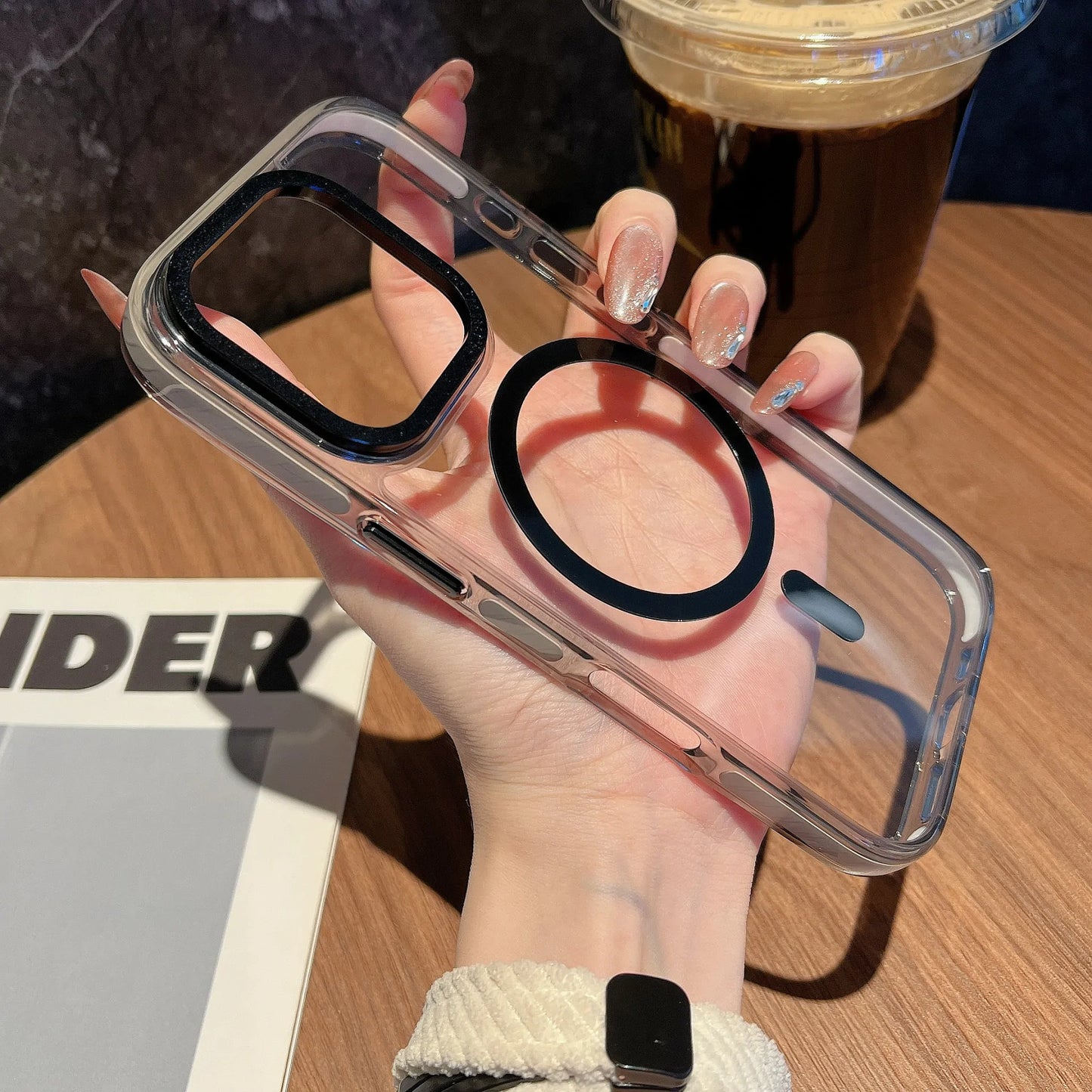 高级透明色侧边防撞条磁吸壳 iPhone12-16 Pro Max
