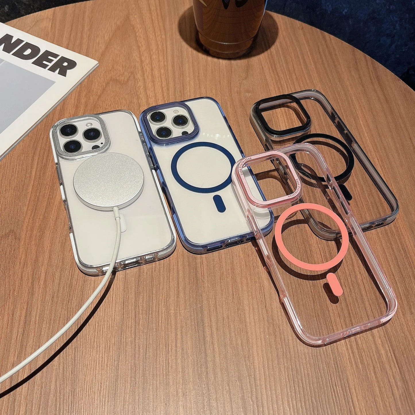 高级透明色侧边防撞条磁吸壳 iPhone12-16 Pro Max