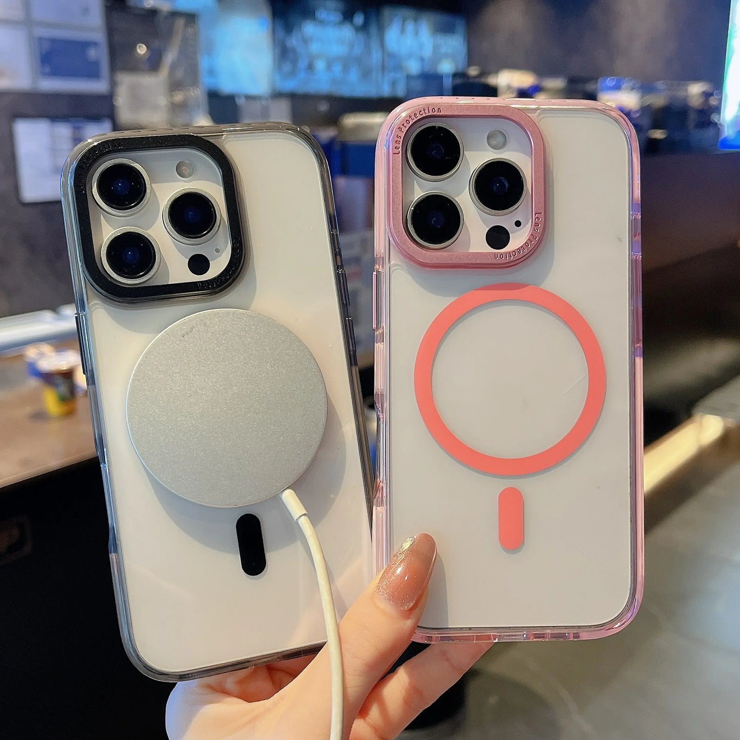 高级透明色侧边防撞条磁吸壳 iPhone12-16 Pro Max